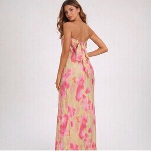 Micas Floral Print Strapless Dress NWT